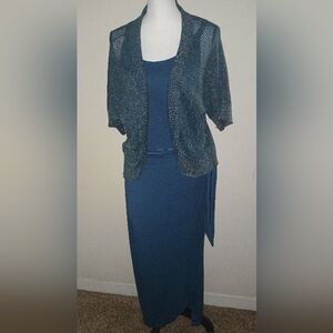 BOGO New And Now This Chic Teal Maxi Dress with Side Tie L Free Bolero